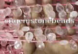CRQ560 Top drilled 10*14mm faceted briolette rose quartz beads