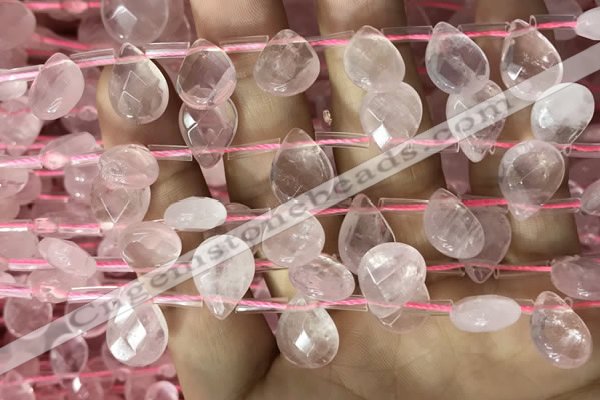 CRQ560 Top drilled 10*14mm faceted briolette rose quartz beads