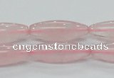 CRQ57 15.5 inches 10*30mm rice natural rose quartz beads wholesale