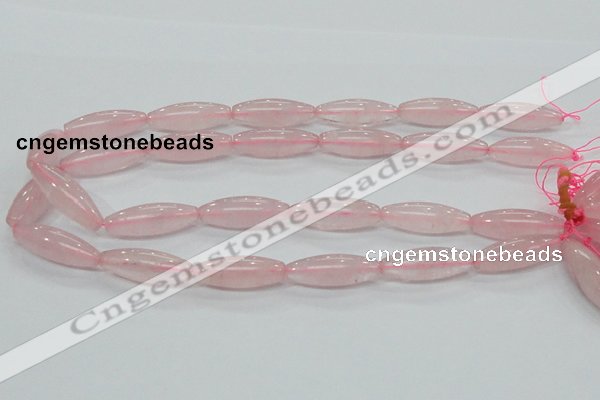 CRQ57 15.5 inches 10*30mm rice natural rose quartz beads wholesale