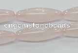 CRQ58 15.5 inches rice 10*30mm natural rose quartz beads wholesale