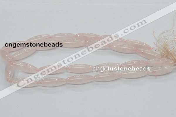 CRQ58 15.5 inches rice 10*30mm natural rose quartz beads wholesale