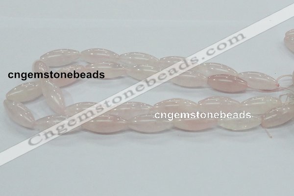 CRQ59 15.5 inches 12*30mm rice natural rose quartz beads wholesale