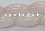 CRQ60 15.5 inches 15*30mm rice natural rose quartz beads wholesale