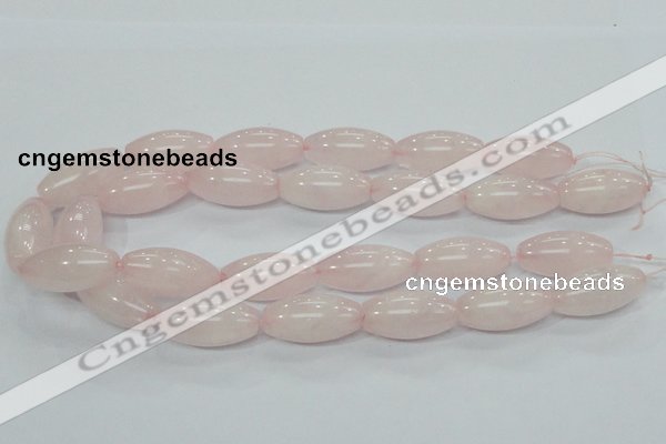 CRQ60 15.5 inches 15*30mm rice natural rose quartz beads wholesale