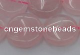 CRQ604 15.5 inches 20mm flat round rose quartz beads wholesale