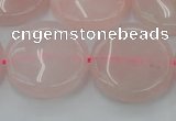CRQ605 15.5 inches 25mm flat round rose quartz beads wholesale