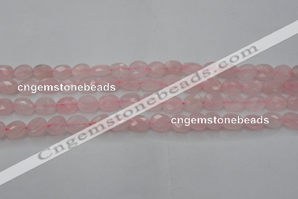 CRQ618 15.5 inches 8*10mm faceted oval rose quartz beads wholesale