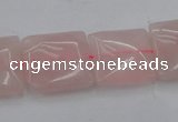 CRQ624 15.5 inches 16*16mm square rose quartz beads wholesale