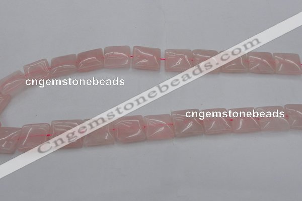 CRQ624 15.5 inches 16*16mm square rose quartz beads wholesale