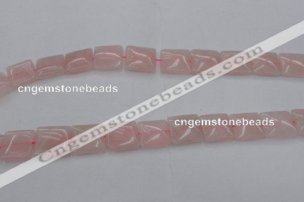 CRQ625 15.5 inches 18*18mm square rose quartz beads wholesale