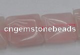 CRQ626 15.5 inches 20*20mm square rose quartz beads wholesale