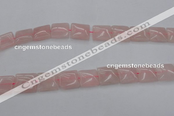 CRQ626 15.5 inches 20*20mm square rose quartz beads wholesale