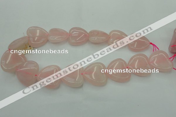 CRQ635 15.5 inches 30*30mm heart rose quartz beads wholesale