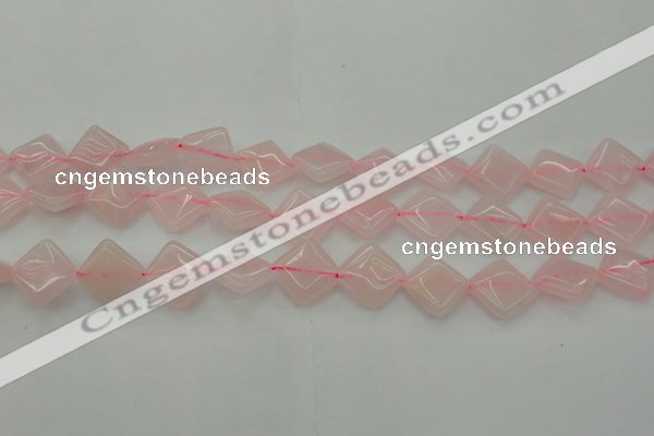 CRQ638 15.5 inches 14*14mm diamond rose quartz beads wholesale