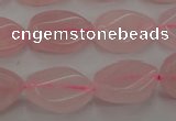 CRQ640 15.5 inches 13*18mm twisted flat teardrop rose quartz beads