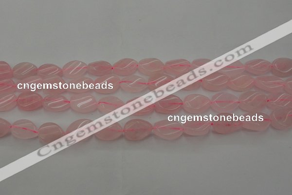 CRQ640 15.5 inches 13*18mm twisted flat teardrop rose quartz beads