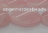 CRQ645 15.5 inches 18*25mm twisted oval rose quartz beads