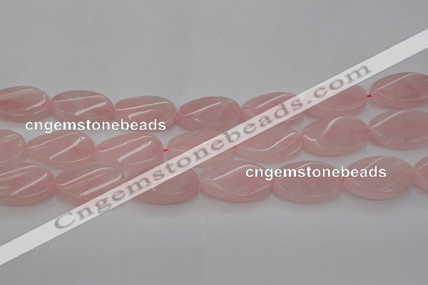 CRQ645 15.5 inches 18*25mm twisted oval rose quartz beads