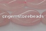 CRQ646 15.5 inches 20*30mm twisted oval rose quartz beads