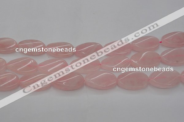 CRQ646 15.5 inches 20*30mm twisted oval rose quartz beads