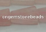 CRQ650 15.5 inches 18*25mm twisted rectangle rose quartz beads