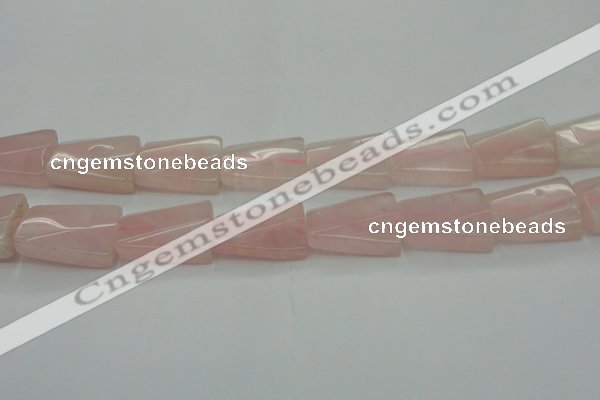 CRQ650 15.5 inches 18*25mm twisted rectangle rose quartz beads