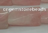 CRQ651 15.5 inches 20*30mm twisted rectangle rose quartz beads