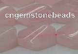 CRQ653 15.5 inches 15*20mm twisted hexagon rose quartz beads