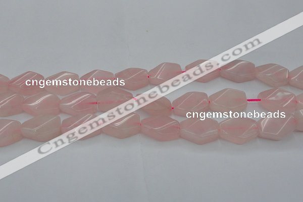 CRQ653 15.5 inches 15*20mm twisted hexagon rose quartz beads