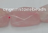 CRQ658 15.5 inches 22*30mm faceted rectangle rose quartz beads