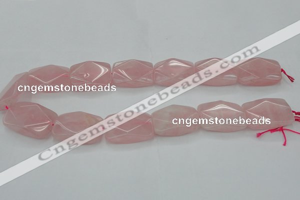 CRQ658 15.5 inches 22*30mm faceted rectangle rose quartz beads