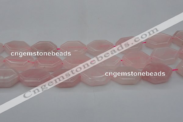 CRQ660 15.5 inches 22*30mm hexagon rose quartz beads