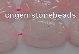 CRQ665 15.5 inches 18*25mm carved oval rose quartz beads