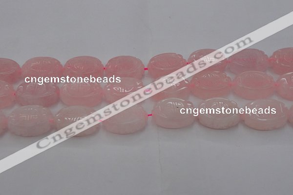 CRQ665 15.5 inches 18*25mm carved oval rose quartz beads