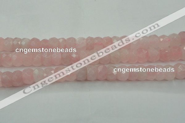 CRQ686 15.5 inches 8*14mm faceted rondelle rose quartz beads