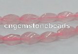 CRQ69 15.5 inches 6*12mm twisted rice natural rose quartz beads