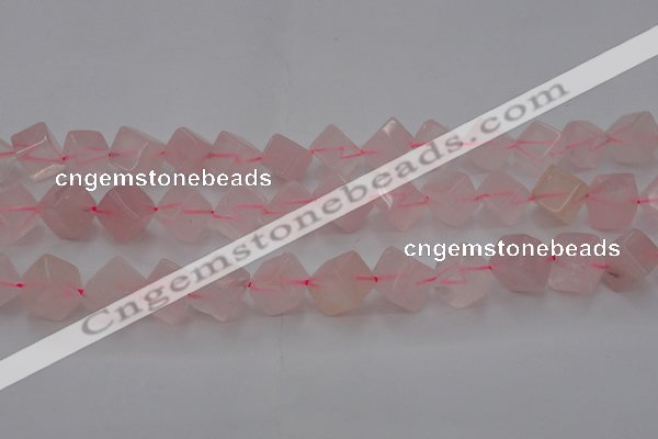 CRQ694 15.5 inches 10*10mm cube rose quartz beads wholesale