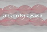 CRQ70 15.5 inches 8*16mm twisted rice natural rose quartz beads