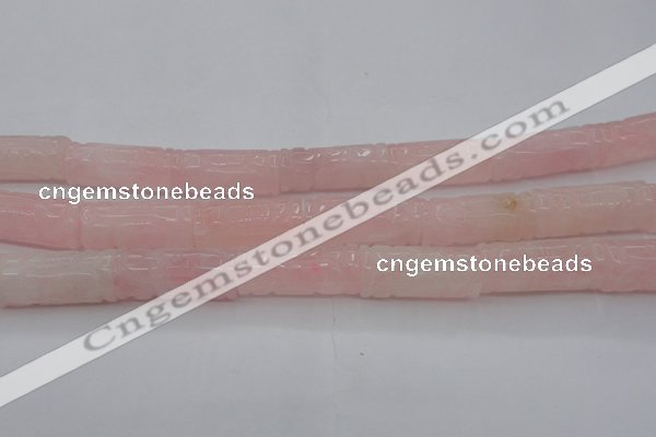 CRQ706 15.5 inches 14*31mm carved column rose quartz beads