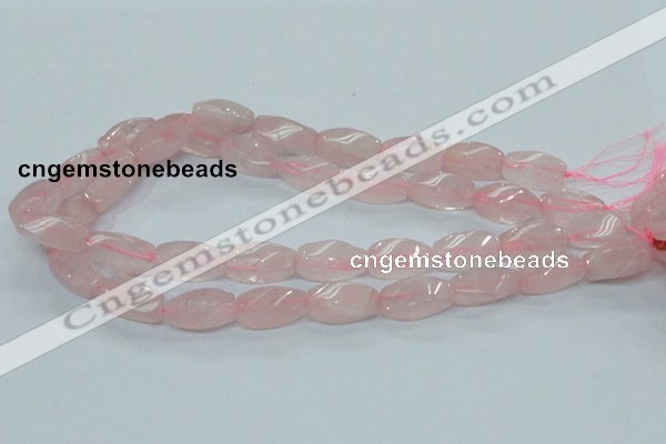 CRQ71 15.5 inches 10*22mm twisted rice natural rose quartz beads