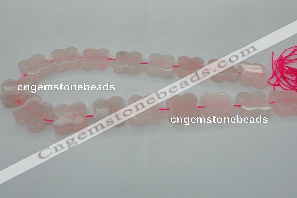 CRQ714 15.5 inches 20*20mm carved flower rose quartz beads