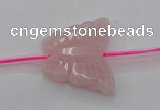 CRQ716 15.5 inches 25*30mm carved butterfly rose quartz beads