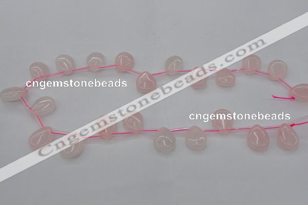 CRQ718 Top drilled 13*18mm flat teardrop rose quartz beads