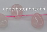 CRQ719 Top drilled 15*20mm flat teardrop rose quartz beads