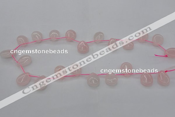 CRQ719 Top drilled 15*20mm flat teardrop rose quartz beads