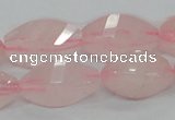 CRQ72 15.5 inches 12*24mm twisted rice natural rose quartz beads