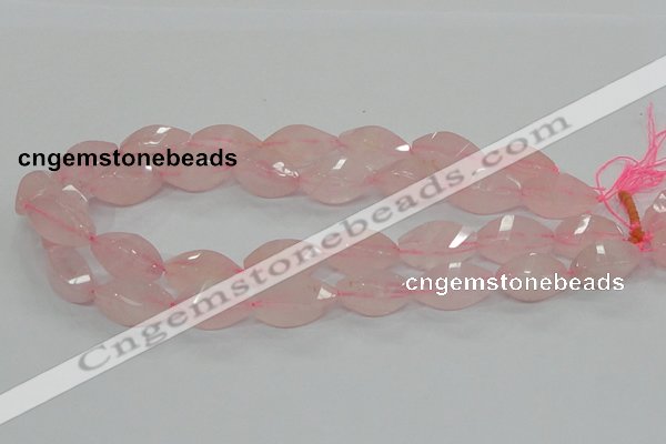 CRQ72 15.5 inches 12*24mm twisted rice natural rose quartz beads