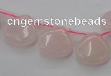 CRQ721 Top drilled 15*15mm flat teardrop rose quartz beads