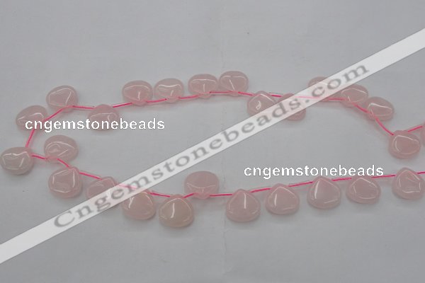 CRQ721 Top drilled 15*15mm flat teardrop rose quartz beads